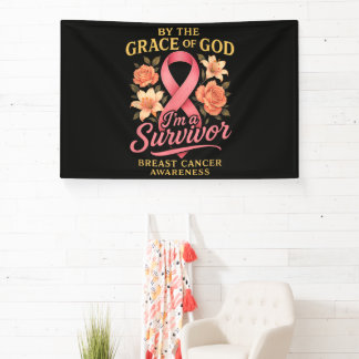 By The Grace Of God Breast Cancer Survivor Faith Banner