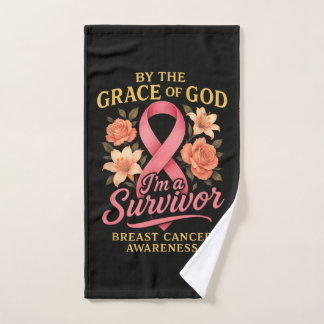 By The Grace Of God Breast Cancer Survivor Faith Hand Towel