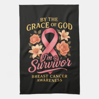 By The Grace Of God Breast Cancer Survivor Faith Tea Towel