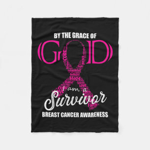 By The Grace Of God I Am A Breast Cancer Survivor Fleece Blanket
