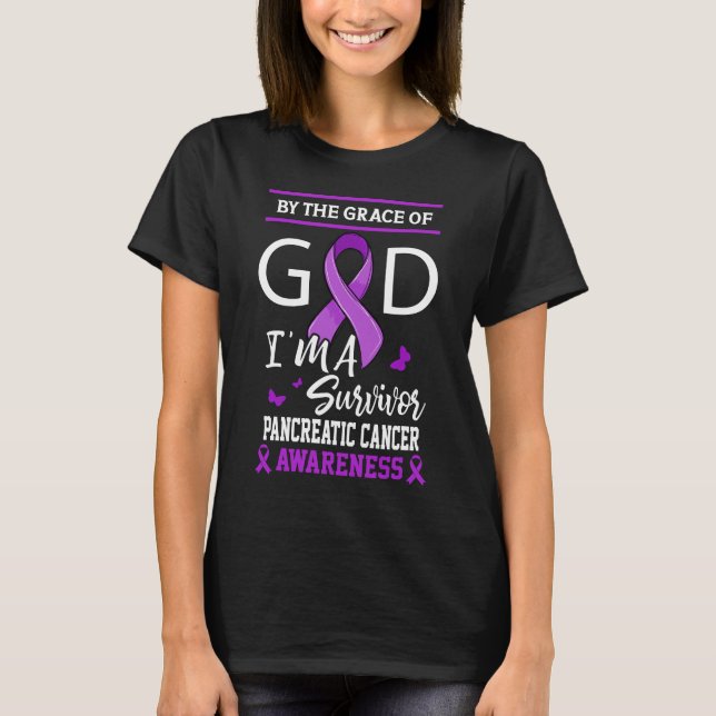By the Grace of God I'm a Survivor Pancreatic  T-Shirt (Front)