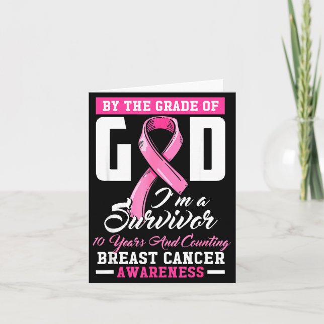 By The Grace Of God Survivor 10 Year Breast Cancer Card (Front)
