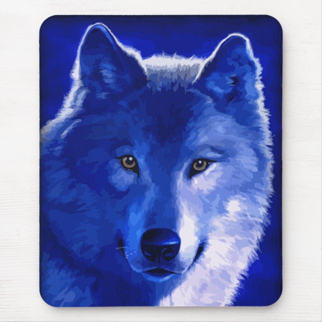 By The Light of the Moon Blue Wolf Mousepad (Front)