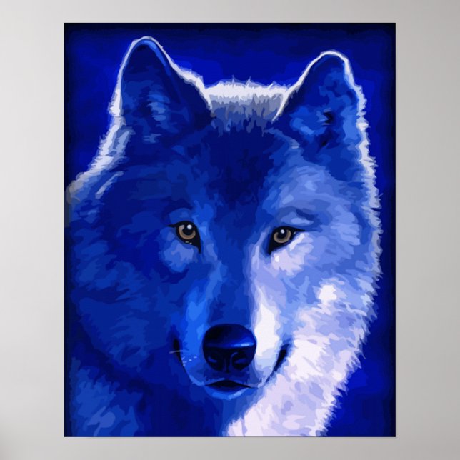 By The Light of the Moon Blue Wolf Poster (Front)