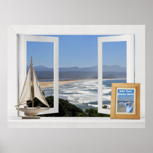 By the Ocean -- Customisable Open Window View Poster