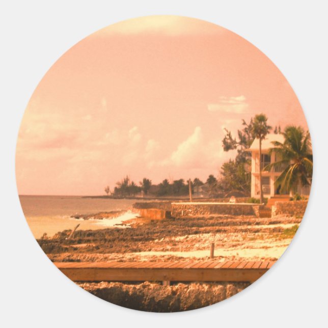 By The Ocean (Peach Tone) Classic Round Sticker (Front)