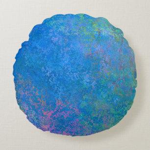 By the Sea Alcohol Ink, Abstract Acrylic Pour Round Cushion