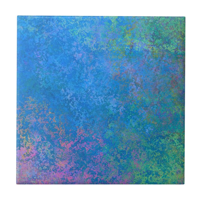 By the Sea Alcohol Ink, Abstract Acrylic Pour Tile (Front)