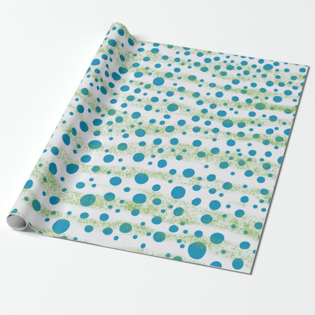 By the Sea Blue and Green Abstract Design   Wrapping Paper (Unrolled)