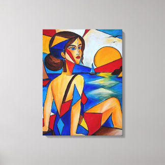 By the Sea - Cubist Painting Canvas Print