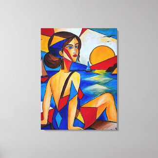 By the Sea - Cubist Painting Canvas Print