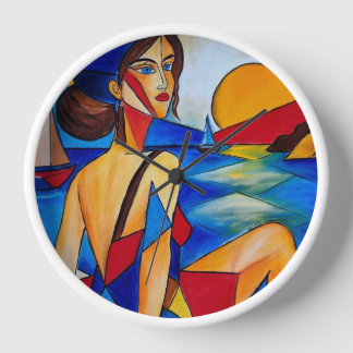 By the Sea - Cubist Painting Clock