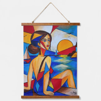 By the Sea - Cubist Painting Hanging Tapestry