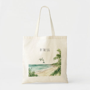 By the sea dolphin tote bag