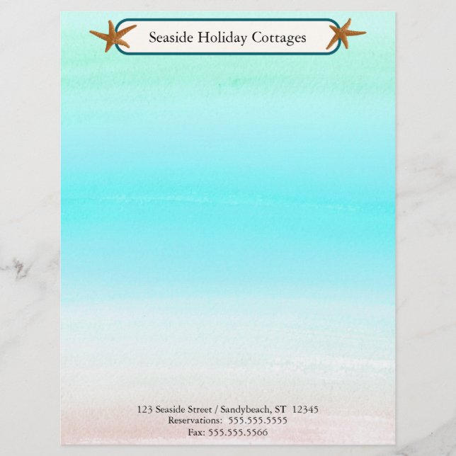 By The Sea Gradient Custom Letterhead (Front)
