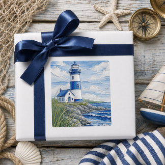 By the Sea Lighthouse  Square Sticker