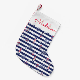 By The Sea Pattern Add Your Name Small Christmas Stocking