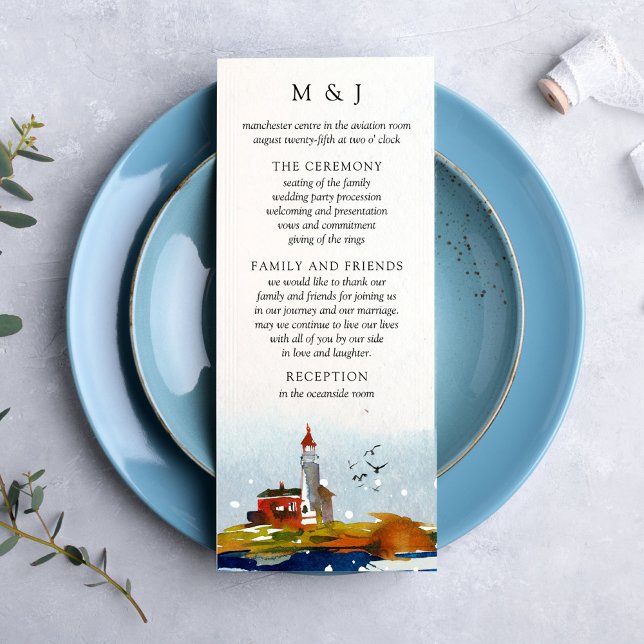 By the Sea Wedding Program Card (Creator Uploaded)