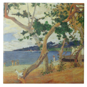 By the Seashore, Martinique, 1887 (oil on canvas) Tile