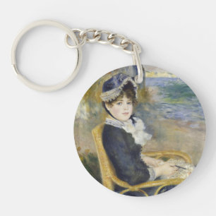 By the Seashore, Oil Painting Portrait, Renoir Key Ring