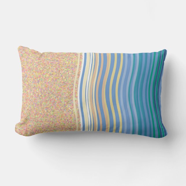 By the seaside beach holiday sand and waves lumbar cushion (Front)