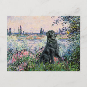 By the Seine - Flat Coated Retriever Postcard
