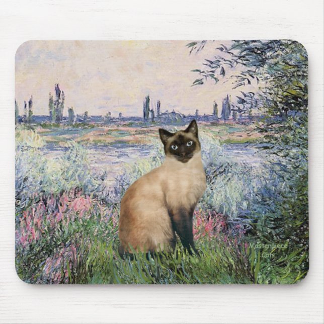 By the Seine - Seal Point Siamese cat Mouse Pad (Front)