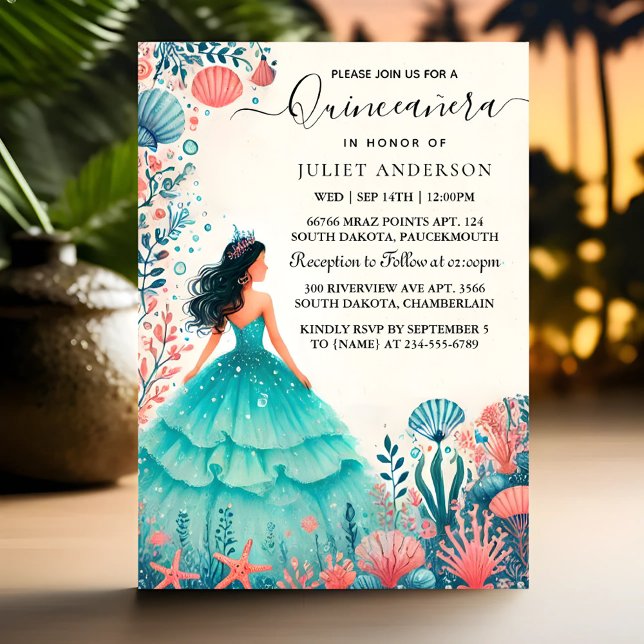 By Water Ocean Fish Life Under The Sea Quinceanera Invitation (Creator Uploaded)