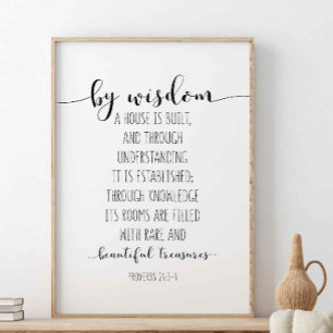 By Wisdom A House Is Built, Proverbs 24:3-4 Poster