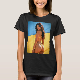 Byck Print T Shirt - Y Bikini Girl And Ukraine Fla