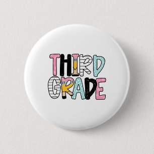 Byck To School Third Grade Teacher First Day Of 3r 6 Cm Round Badge