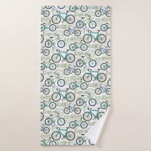 Bycycle Journey Blue and White Bath Towel Set