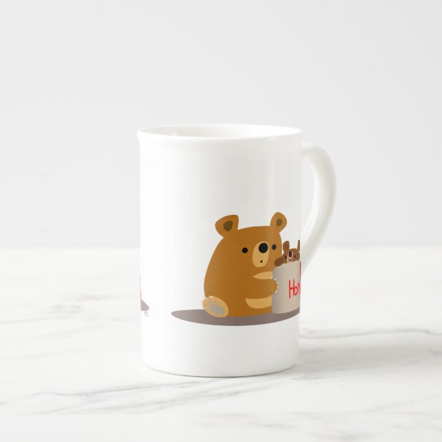 Bye Bye Honey! Cute Cartoon Bears Bone China Mug (Front Right)