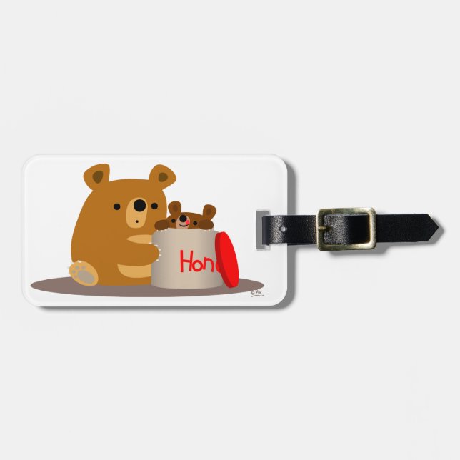 Bye Bye Honey! Cute Cartoon Bears Luggage Tag (Front Horizontal)