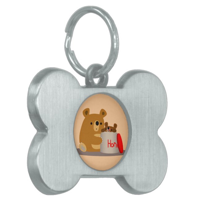 Bye Bye Honey! Cute Cartoon Bears Pet Tag (Front Left)