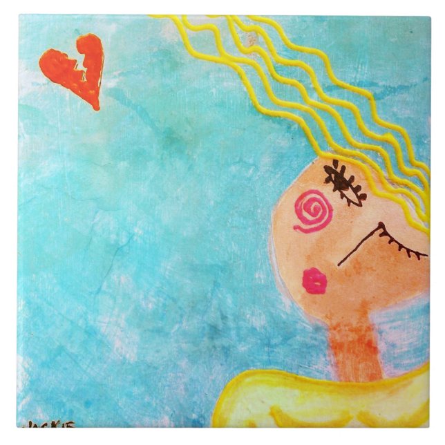 Bye Bye Love Abstract Painting Tile (Front)
