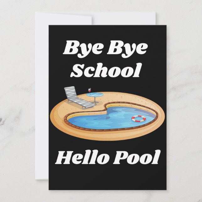Bye Bye School Hello Pool Thank You Card (Front)