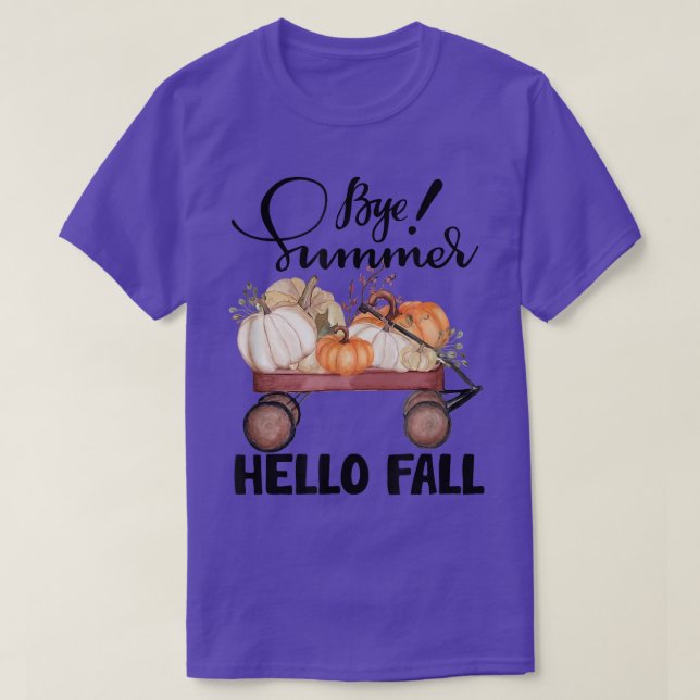 Bye summer hello fall funny pumpkin happy hallowee T-Shirt (Design Front)