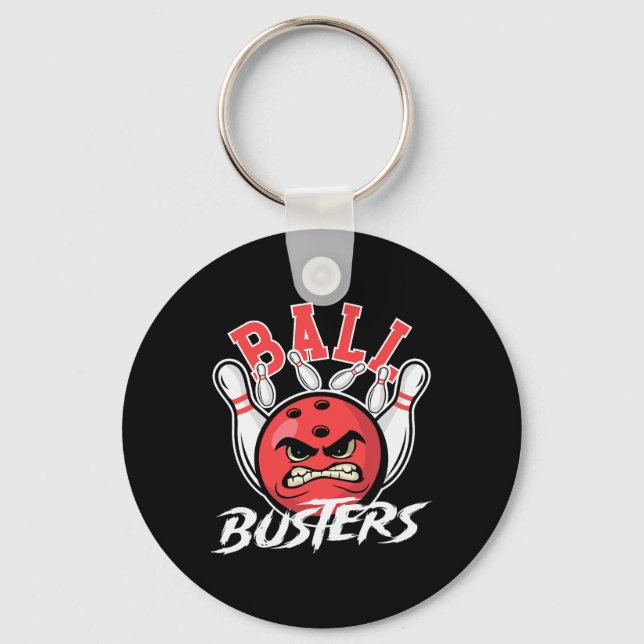Byll Busters Bowling Couple Bowler Bowling Alley B Key Ring (Front)