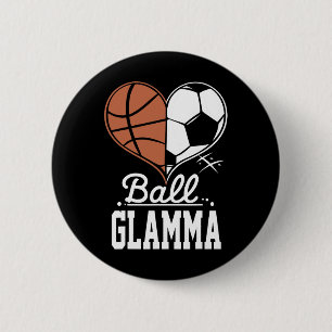 Byll Glamma Funny Bysketbyll Soccer Glamma  6 Cm Round Badge