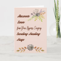 Bypass Surgery Get Well Card Tan with Flowers