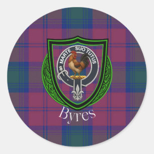 Byres Scottish Clan Tartan & Crest Classic Round Sticker