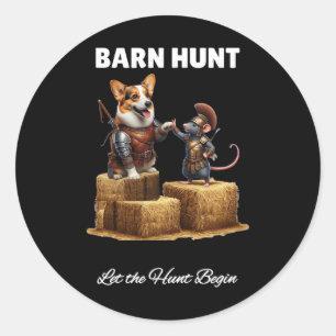 Byrn Hunt Lover - Cute Warrior Rat And Corgi Dog  Classic Round Sticker