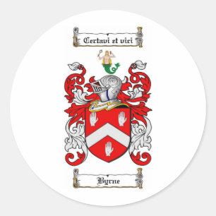 BYRNE FAMILY CREST -  BYRNE COAT OF ARMS CLASSIC ROUND STICKER