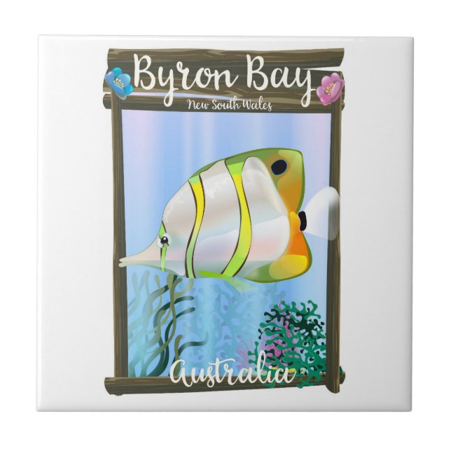 Byron Bay Australia travel poster. Tile (Front)