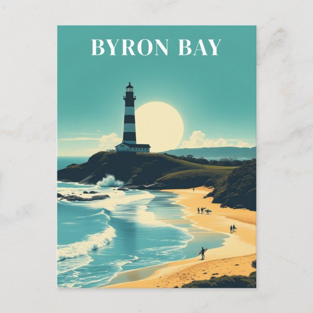 Byron Bay Australia Vintage Beach Lighthouse Postcard (Front)