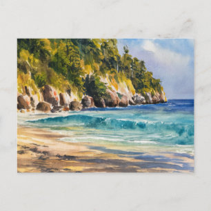 Byron Bay Beach Watercolor Painting Australia Postcard