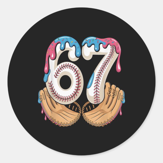 Bysebyll 67 - Ice Cream Drip 67 Meme Funny Player  Classic Round Sticker (Front)