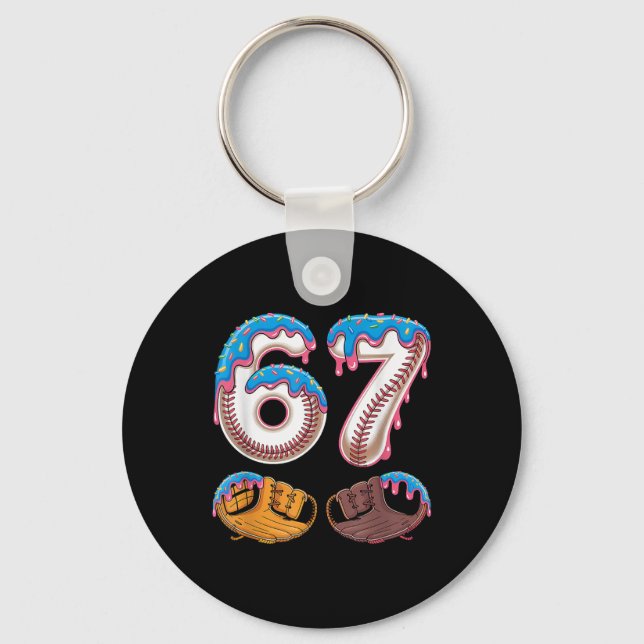 Bysebyll 67 - Ice Cream Drip 67 Meme Funny Player  Key Ring (Front)
