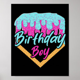 Bysebyll 8 Year Old Ice Cream Drip 8th Birthday Bo Poster
